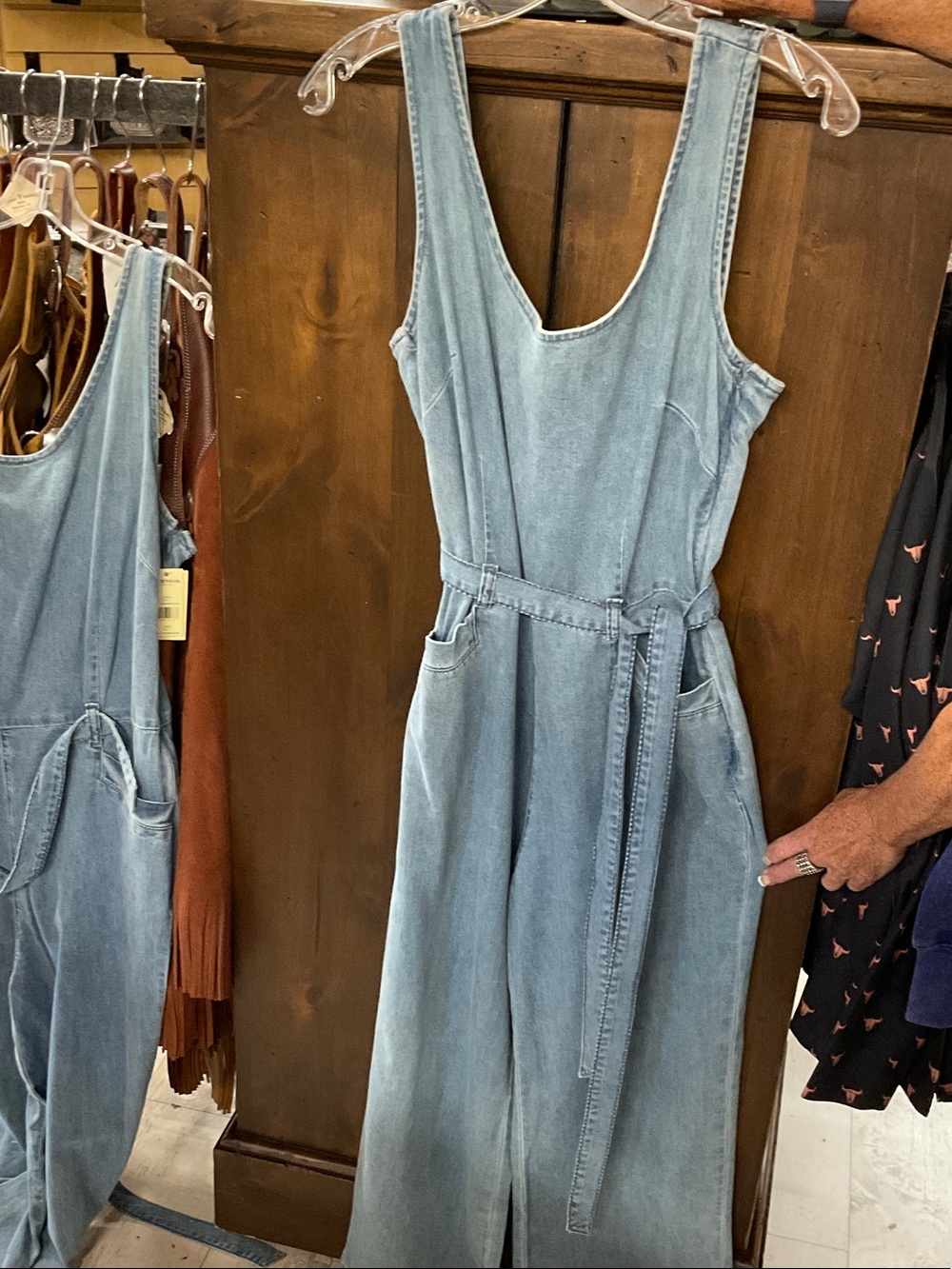 Stetson Light Blue Denim Wide-Leg Jumpsuit with Self-Tie Waist